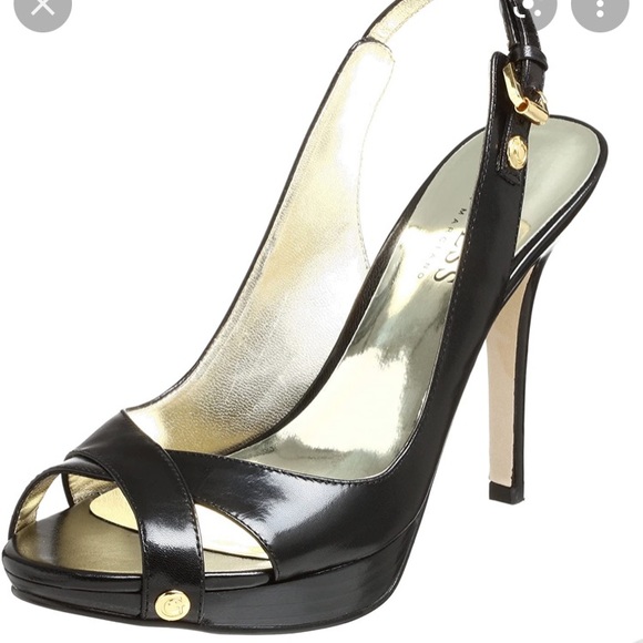 Guess Shoes - Guess Merrick open toe cross cross sling back black high heel Sz 8.5